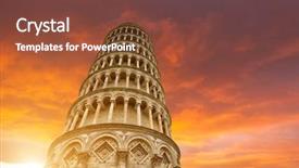  Presentation with tower - PPT theme consisting of towers - leaning tower and the cathedral background and a tawny brown colored foreground