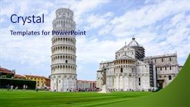  Presentation with tuscany - Theme enhanced with towers - leaning tower of pisa background and a sky blue colored foreground
