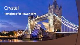  Presentation with london - Presentation consisting of towers - london tower bridge lifting up background and a cobalt blue colored foreground