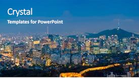  Presentation with mountain view - PPT layouts enhanced with towers - panorama of seoul downtown cityscape background and a teal colored foreground