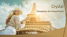  Presentation with eiffel tower - Audience pleasing slide deck consisting of towers - woman tourist selfie near backdrop and a lemonade colored foreground