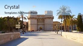  Presentation with towers - Beautiful slide set featuring towers in valencia old city backdrop and a light blue colored foreground