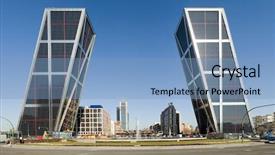  Presentation with twin towers - Presentation theme enhanced with towers madrid spain background and a  colored foreground