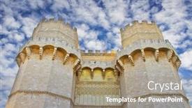  Presentation with towers - Cool new presentation design with towers of a castle backdrop and a coral colored foreground