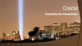  Presentation with telecommunication towers tv antennas - Theme having towers of light and manhattan background and a  colored foreground