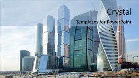  Presentation with end year 2018 - Slide deck enhanced with towers of moscow city 2015 background and a  colored foreground