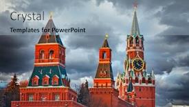  Presentation with towers - Presentation consisting of towers-of-moscow-kremlin-over background and a light blue colored foreground