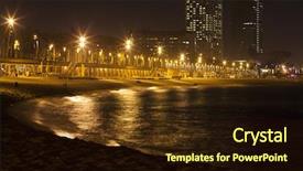  Presentation with towers - Slide deck having towers of port olimpic background and a wine colored foreground