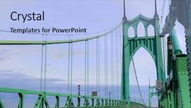  Presentation with steel bridge - Beautiful presentation design featuring towers on steel suspension bridge backdrop and a light blue colored foreground