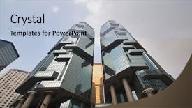  Presentation with towers - PPT theme enhanced with towers-skyscrapers of hong kong in beams of the winter sun background and a light blue colored foreground