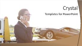  Presentation with car business - Amazing PPT layouts having towing - business professional talking on phone backdrop and a white colored foreground