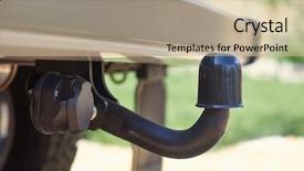  Presentation with towing - Amazing PPT layouts having towing - towbar on a car black backdrop and a soft green colored foreground