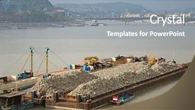  Presentation with towing - Amazing slide set having towing ship - cargo transportation on the river backdrop and a light blue colored foreground