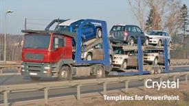  Presentation with towing - Cool new presentation theme with towing ship - truck backdrop and a coral colored foreground