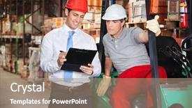  Presentation with towing - Colorful theme enhanced with towing ship - young supervisor showing clipboard backdrop and a coral colored foreground