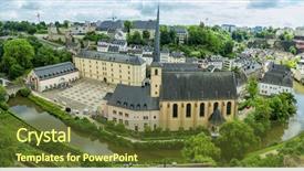  Presentation with panoramic - Slides enhanced with town - panoramic image of abbaye de background and a tawny brown colored foreground