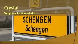  Presentation with luxembourg - PPT theme featuring border town - sign in schengen luxembourg background and a tawny brown colored foreground