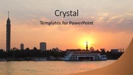  Presentation with nile river - Colorful slide deck enhanced with arabic desert town - sunset at nile river backdrop and a soft green colored foreground