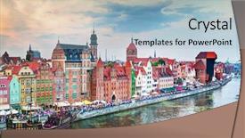  Presentation with poland - Beautiful presentation design featuring town and motlawa river poland backdrop and a light blue colored foreground