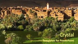  Presentation with oasis - Audience pleasing slide set consisting of town and oasis of tinerhir backdrop and a tawny brown colored foreground