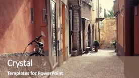  Presentation with bicycle - Amazing slide deck having town at the famous italian backdrop and a coral colored foreground