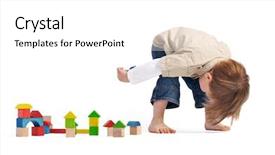  Presentation with evaluation of 5 years old boy - Audience pleasing presentation theme consisting of town build from wooden blocks backdrop and a white colored foreground