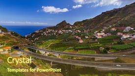  Presentation with travel - PPT layouts enhanced with town camara de lobos in madeira portugal - travel background background and a tawny brown colored foreground