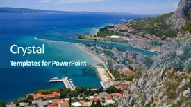  Presentation with dalmatia - PPT layouts consisting of town dalmatia region of croatia background and a ocean colored foreground
