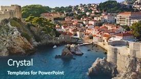  Presentation with dubrovnik - Theme with town dubrovnik in croatia - architecture background and a ocean colored foreground