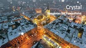  Presentation with town hall - Presentation having town hall eastern europe background and a gray colored foreground