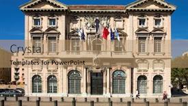  Presentation with town hall - Slide deck having town hall in marseille france background and a coral colored foreground