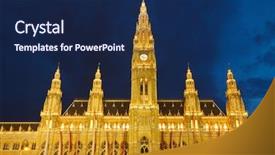  Presentation with town hall - Presentation theme with town hall in vienna background and a navy blue colored foreground