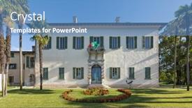  Presentation with town hall - PPT theme consisting of town-hall-of-domaso-como background and a teal colored foreground