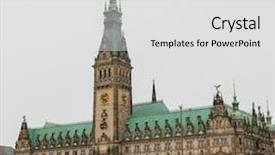  Presentation with town hall - Amazing slide deck having town hall of hamburg germany backdrop and a  colored foreground