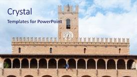  Presentation with town hall - Slide set with town hall of urbisaglia march background and a sky blue colored foreground