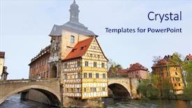  Presentation with town hall - Amazing PPT theme having town hall on the bridge bamberg germany backdrop and a sky blue colored foreground