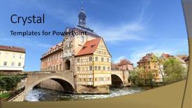  Presentation with town hall sky scrappers - Cool new presentation theme with town hall on the bridge backdrop and a teal colored foreground