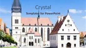  Presentation with town hall - Presentation theme consisting of town hall square bardejov slovakia background and a light blue colored foreground