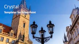  Presentation with town hall - Amazing presentation design having town hall tower on old town square prague czech republic backdrop and a teal colored foreground