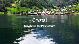  Presentation with fiord - Audience pleasing PPT theme consisting of town in a norwegian fiord backdrop and a tawny brown colored foreground