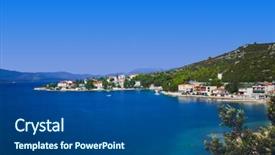  Presentation with croatia - Cool new slides with town in croatia - abstact travel background backdrop and a ocean colored foreground