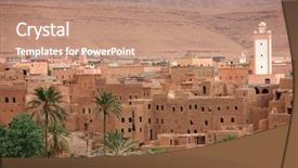  Presentation with morocco dunes in the sahara - Presentation design with town in dades valley morocco background and a coral colored foreground