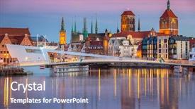  Presentation with poland - Slide deck featuring town in gdansk and catwalk background and a ocean colored foreground