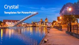  Presentation with old - Amazing slide deck having town in gdansk and catwalk backdrop and a cobalt blue colored foreground