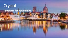  Presentation with old - Audience pleasing theme consisting of town in gdansk and catwalk backdrop and a teal colored foreground