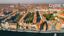  Presentation with landscape architecture - Beautiful PPT theme featuring town in gdansk poland medival backdrop and a coral colored foreground
