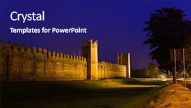  Presentation with medieval - Cool new presentation theme with town in italy - architecture background backdrop and a navy blue colored foreground