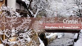  Presentation with japan - PPT theme consisting of town in japan on winter background and a violet colored foreground