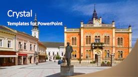  Presentation with old guns - Colorful slides enhanced with town in novi sad - serbia backdrop and a teal colored foreground