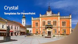  Presentation with architecture old - Theme having town in novi sad - serbia background and a ocean colored foreground
